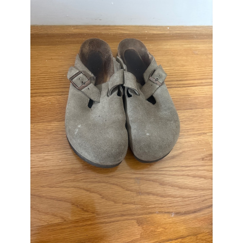 Birkenstock Boston Suede Clogs Taupe Regular Width EU 41